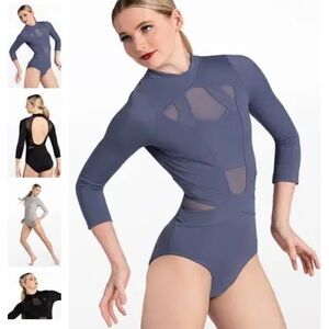Balera Slate Blue Mesh Panel Leotard